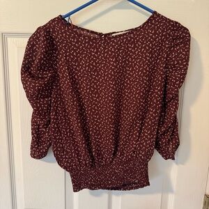 Paper Crane Smocked-Hem Blouse